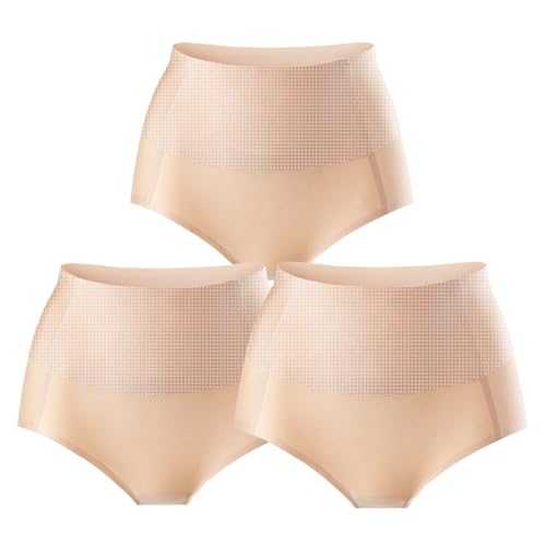 Großer Nahtloser Slip aus Eisseide mit hoher Taille zur Bauchkontrolle, Leichter und atmungsaktiver formender Po-Slip(3pcs-8,L) von Generic