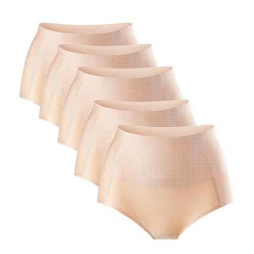 Großer Nahtloser Slip aus Eisseide mit hoher Taille zur Bauchkontrolle, Leichter und atmungsaktiver formender Po-Slip(5pcs-2,L) von Generic