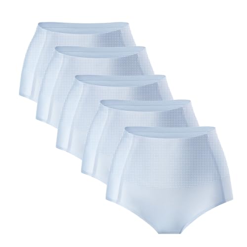 Großer Nahtloser Slip aus Eisseide mit hoher Taille zur Bauchkontrolle, Leichter und atmungsaktiver formender Po-Slip(5pcs-3,M) von Generic