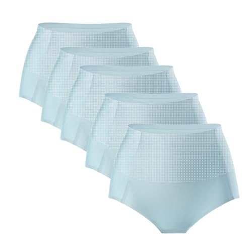 Großer Nahtloser Slip aus Eisseide mit hoher Taille zur Bauchkontrolle, Leichter und atmungsaktiver formender Po-Slip(5pcs-5,M) von Generic