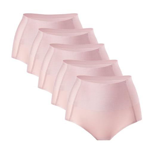 Großer Nahtloser Slip aus Eisseide mit hoher Taille zur Bauchkontrolle, Leichter und atmungsaktiver formender Po-Slip(5pcs-6,XL) von Generic