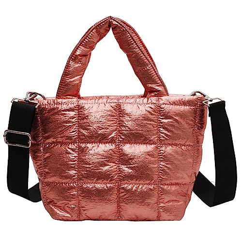Großkapazität gesteppte Pendelbeutel Frauen Messengerbeutel Mode einfache tragbare tragbare Nylon -weibliche Handtaschen (Pink) von Generic