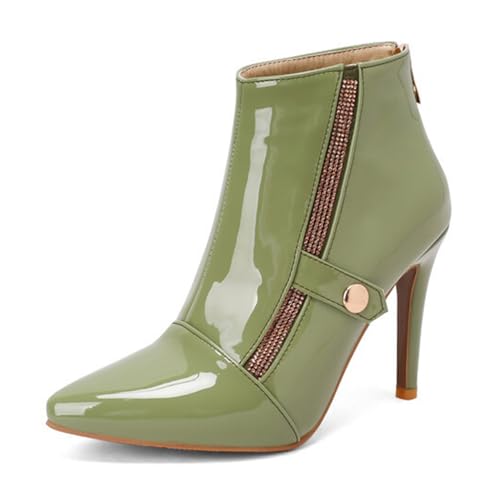 Grün,35 EU,Modische Stiefeletten mit Reißverschluss für Damen mit spitzer Zehenpartie und Stiletto-Absatz. Herbststiefeletten mit Reißverschluss auf der Rückseite. Bequeme Freizeitschuhe von Generic