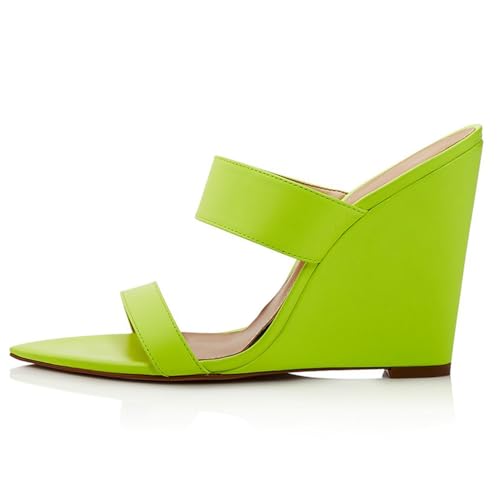 Grün,37 EU,Slip-On-Keilsandalen für Damen, spitzer Keilabsatz mit offener Zehenpartie, eleganter High Heel, Slingback-Pantoletten mit Zwei Riemen, Strand-/Sommerschuhe Grün,37 EU,Slip-On-Keilsandalen für Damen, spitzer Keilabsatz mit offener Zehenpartie, eleganter High Heel, Slingback-Pantoletten mit Zwei Riemen, Strand-/Sommerschuhe von Generic