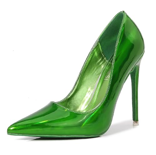 Grün,40 EU,Damen High Heels Pumps Geschlossene Spitze Zehenpartie Stiletto 4,7 Zoll Absätze Klassische Büro-Sonder-Elegante Hochzeits-Pumps von Generic