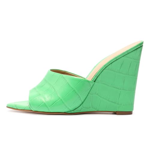 Grün,41 EU,Damen-Keilsandalen mit Plateau-Keilabsatz, High Heels, offene Spitze Zehenpartie, Slip-On-Hausschuhe, Sommer-Slingback-Slides, Abendschuhe aus PU-Leder Grün,41 EU,Damen-Keilsandalen mit Plateau-Keilabsatz, High Heels, offene Spitze Zehenpartie, Slip-On-Hausschuhe, Sommer-Slingback-Slides, Abendschuhe aus PU-Leder von Generic