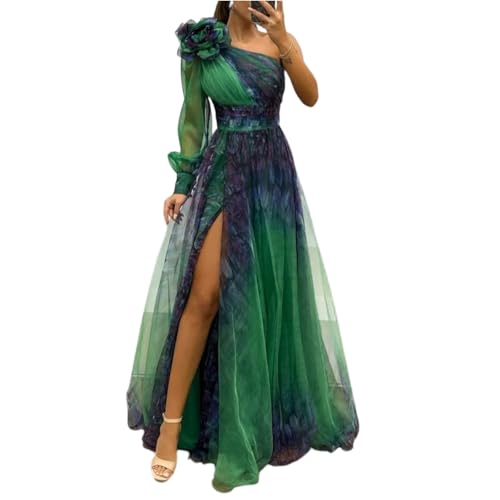 Grün Abendkleider Elegant für Hochzeit Chiffon Spitzenkleid Sommerkleider Leicht und Luftig Kleider Maxikleider Damen Lang Kleid Partykleid Maxi Cocktailkleid Mit Schlitz Angebote (A03, XL) von Generic