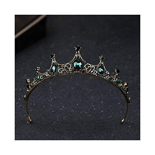 Grüne Kristallkrone Brauthaarschmuck für Hochzeit Quinceanera Diademe und Kronen Festzug Tiara Kopfschmuck von Generic