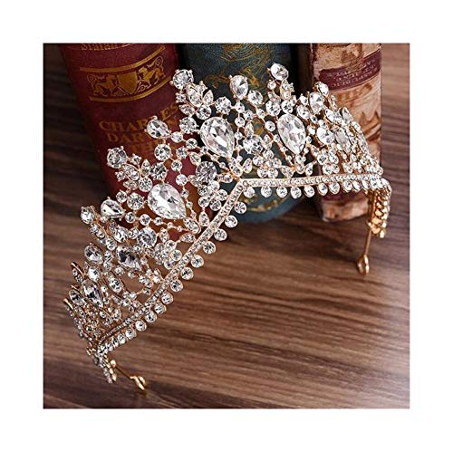 Grüne Tiaras Vintage Schwarz Strass Pageant Krone Braut Hochzeit Haar Schmuck Zubehör Geschenk Kopfschmuck von Generic