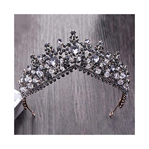 Grüne Tiaras Vintage Schwarz Strass Pageant Krone Braut Hochzeit Haar Schmuck Zubehör Geschenk Kopfschmuck von Generic