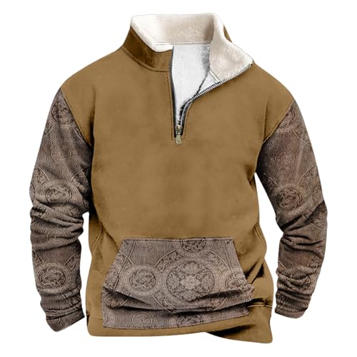 Grüner Pullover Light Brown M Herren-Sweatshirt Herren Pullover Winter Warm Cotton Sweatshirt Herren 5XL Sweatshirts Herren Unterhemden von Generic