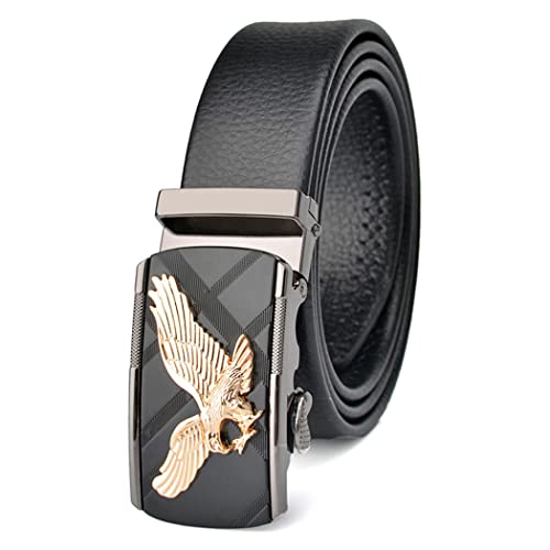Gürtel Herren, Ledergürtel für Herren mit Ratsche Automatikschließe Business Anzug Gürtel Breit 35mm,Größe Angepasst Einstellbar (Golden, Schwarz, 120 CM) von Generic