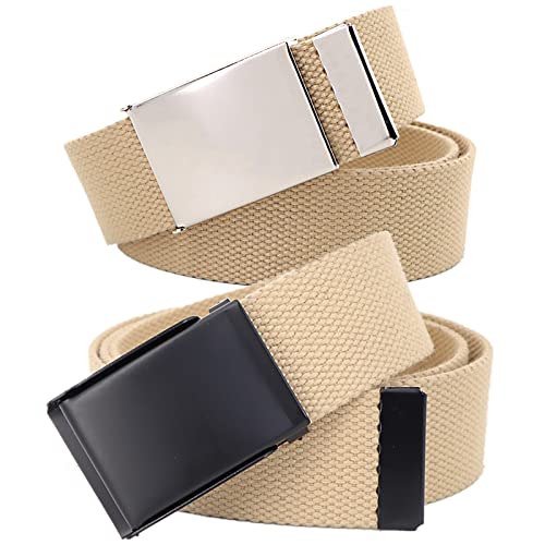 Gürtel Herren,Unisex stufenloser Canvasgürtel Canvas Belt,Verstellbarer Stoffgürtel mit Metallschließe, 2er von Generic