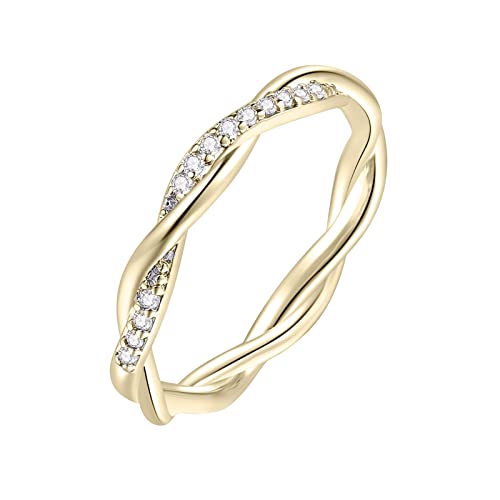 Gürtel Mit Ringen Modische Ringe Frauen Mode Ring Kreuzgewickelte Ringe Ringe Für Frauen Anillos Zirkonia Weibliche Mujer Ringe Kinder Ringe Für Mädchen (Gold, 6) von Generic