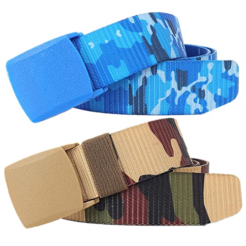 Gürtel für Männer Frauen Camouflage Nylon Canvas Atmungsaktiv Military Quick Release Camo Tactical Plus Size Gurtbandgürtel, 2er Pack von Generic