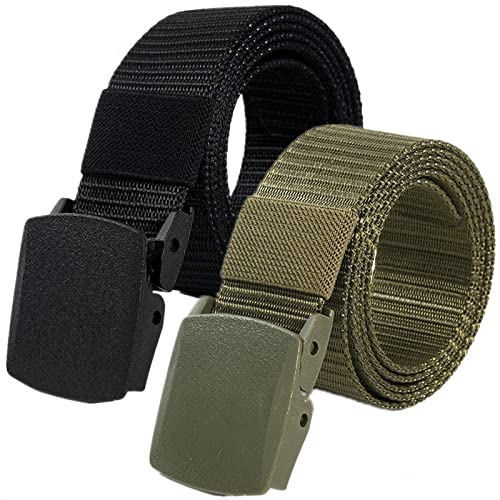 Gürtel herren damen, leichter taktischer nylon gürtel größe bis zu 67 zoll mit militärischer kunststoffschnalle, 2 Stück von Generic