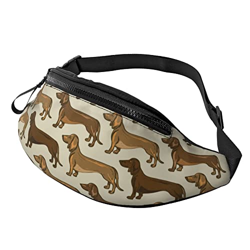 Gürteltasche Beigebraune Dackelhunde, Lauftasche Mode Waist Fanny Pack Stylisch Sport Hüfttasche Für Fitness Herren Outdoor von Generic