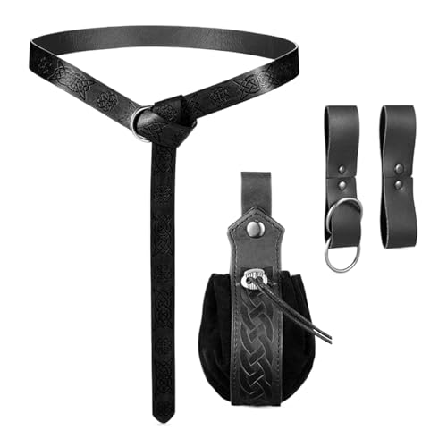 Gürteltasche – Gürtelzubehör | Hosenträger für Halloween | Gurtrock-Set | Renaissance-Gurttasche Cosplay-Werkzeug | Cosplay-Geldbörse, Schwarz, Refer to description, Adam von Generic
