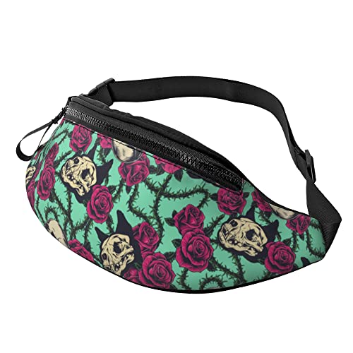 Gürteltasche Totenkopf-Roses, Taillentasche Mode Sport Hüfttasche Verstellbarer Damen Brustbeutel Für Herren Outdoor Reisen von Generic