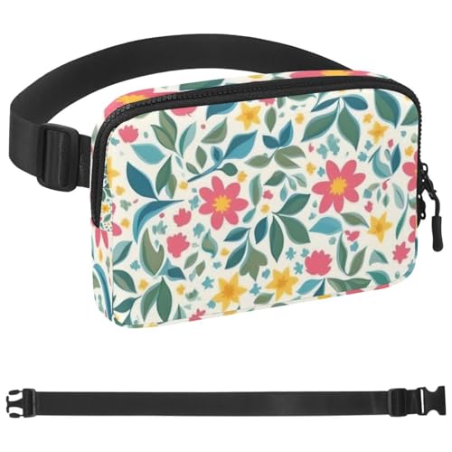 Gürteltasche für Damen und Herren mit bunten Blumen, Gürteltasche mit verstellbarem Riemen, modische Umhängetasche für Reisen, Outdoor, Laufen, Wandern von Generic