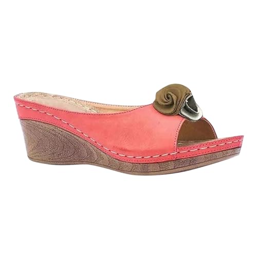 Gummi Hausschuhe Herren Dicker Slipper Mit Wedge Absatz Blumendekoration Gewölbeunterstützung Bequem Schlappen Weite H Vintage Offener Zehen Hausschuhe Exquisit Mode Flip Flops von Generic