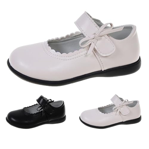 Gummisohle Schulschuhe Mädchen Elegante Lederschuhe mit Klettverschluss Weiche Prinzessin Anzugschuhe Casual Performance Schuhe Mary Jane Preppy-Stil Ballerina (White, 35.5 Big Kids) von Generic