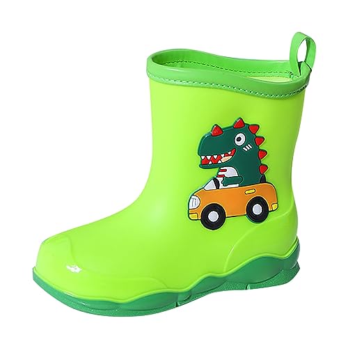 Gummistiefel 32 Junge Kinder Cartoon Dinosaurier gedruckt Regen Schuhe Schuhe Outdoor Slip Stiefel rutschfeste Regen PVC Kinderschuhe (Green, 26 Toddler) von Generic