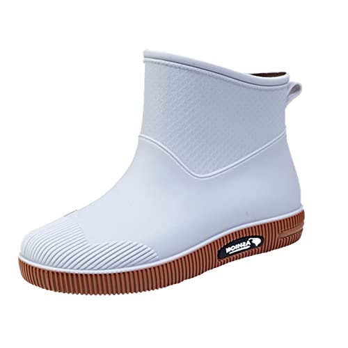 Gummistiefel Damen Ankle Rain Boots Wasserdicht Chelsea Boots,AntiRutsch-Regenstiefel Gartenschuhe für Damen mit Bequemen Einlegesohlen Gartenschuhe (Grey, 530) von Generic
