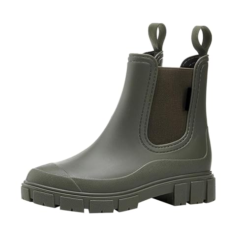 Gummistiefel Damen Gefüttert Kurz Gummistiefel Anti-Rutsch Regenstiefel Mit Sohle Gartenschuhe Wasserdicht Mode Elastische Stiefeletten Robust Reitschuhe Für Regen Schlamm Stiefel Bequem Regenschuhe von Generic