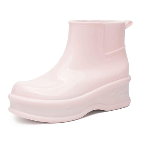 Gummistiefel Damen Gefüttert Wasserdicht Gummistiefeletten Halbhöhe Chelsea Boots Rutschsicher Abriebfest Atmungsaktiv Regenschuhe Komfort Gartenschuhe Schlupfstiefel 36-41EU (37) von Generic