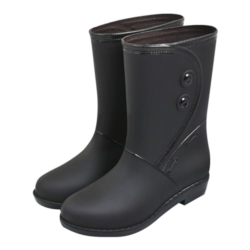 Gummistiefel Damen Gefüttert Wasserdicht Regenstiefel Damen Bequem Regenschuhe Gummistiefel Wasserdicht Hohe Gartenschuhe (Black, 39) von Generic