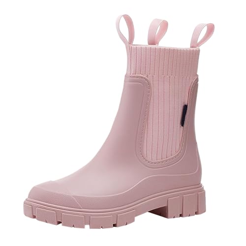 Gummistiefel Damen Halbhoch Leicht Rutschfest Regenschuhe Damen Breite Füße Elastische Gartenschuhe Rutschfeste Regenschuhe Reitstiefel Garten Schuhe Bequem Arbeitsstiefel Robust Wasserdichte Boots von Generic