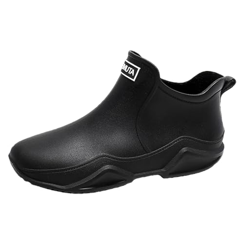 Gummistiefel Damen Halbhöhe Wasserdicht Regenschuhe Gummistiefel Regenstiefel Regenstiefeletten Bequem Gartenschuhe Rutschsicher Schnee Stiefel Reitstiefel (Black, 42) von Generic