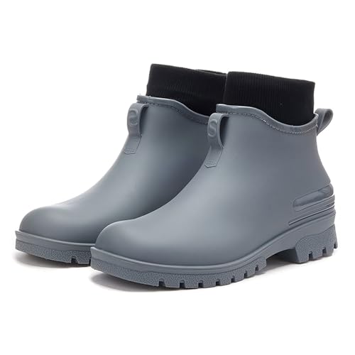 Gummistiefel Damen Herren Bequem Weitschaft Regenstiefel Atmungsaktiv Weitschaft Regenstiefel Sommer Wasserdicht Hiking Boots Halbhoch Ankle Chelsea Schwarz Reitstiefel Barfuß Reitstiefeletten von Generic