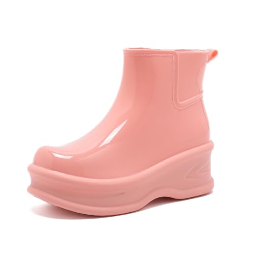 Gummistiefel Damen Herren Halbhoch Gummi Stiefeletten wasserdichte Rain boots Regenschuhe Gartenstiefel Sommer Regenstiefel Schuhe Kurz Gummischuhe(Pink,36 EU) von Generic