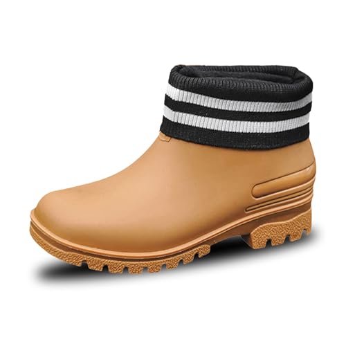 Gummistiefel Damen Herren Wasserdicht Sommer Halbhoch mit Stahlkappe Extra Weit Halbhoch Extra Weit leicht zu reinigen Galoschen Halbhoch Ankle Chelsea Schwarz Reitstiefel Barfuß Reitstiefeletten von Generic