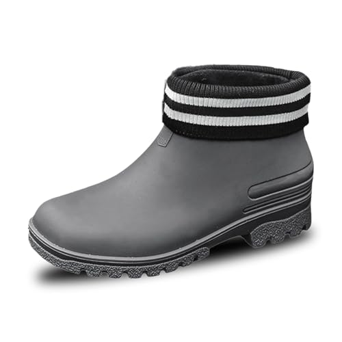 Gummistiefel Damen Herren Wasserdicht Sommer Halbhoch mit Stahlkappe Extra Weit Halbhoch Extra Weit leicht zu reinigen Galoschen Halbhoch Ankle Chelsea Schwarz Reitstiefel Barfuß Reitstiefeletten von Generic