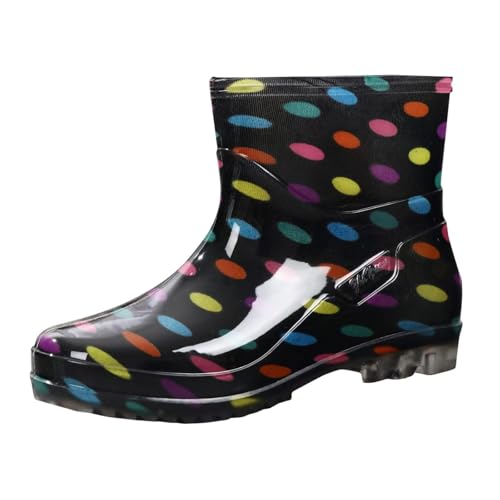 Gummistiefel Damen Hoch Wasserdicht Bunt,Sommer Elegant Regenschuhe Bequem Stiefel Wasserdicht Regenboots Halbhohe Kurz Regenschuhe Gumischtifel Stiefel Gummistiefeletten von Generic
