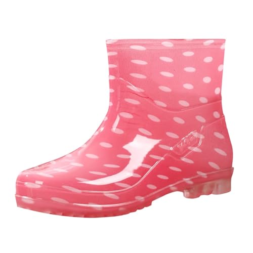 Gummistiefel Damen Hoch Wasserdicht Bunt,Sommer Elegant Regenschuhe Bequem Stiefel Wasserdicht Regenboots Halbhohe Kurz Regenschuhe Gumischtifel Stiefel Gummistiefeletten von Generic