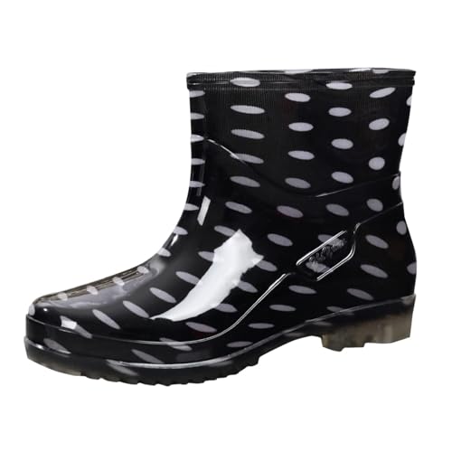 Gummistiefel Damen Hoch Wasserdicht Bunt,Sommer Elegant Regenschuhe Bequem Stiefel Wasserdicht Regenboots Halbhohe Kurz Regenschuhe Gumischtifel Stiefel Gummistiefeletten von Generic