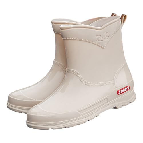 Gummistiefel Damen – Hohe Leicht rutschfest Regenschuhe Damen Breite Füße Elastische Gartenschuhe Schlupfstiefel Gummistiefeletten wasserdichte Schuhe Kurz Gummischuhe von Generic