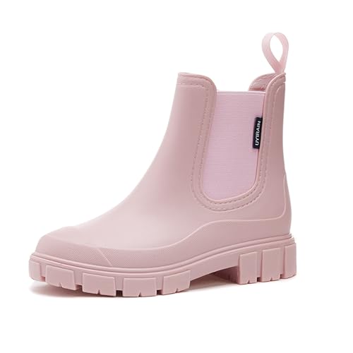 Gummistiefel Damen Wasserdicht Stiefel Damen Halbhoch Ankle Chelsea Boots Stylisch Stiefeletten mit Rutschfest Sohle #11 von Generic