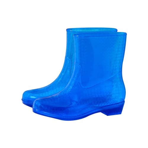 Gummistiefel Damen Wasserdicht Stiefel Damen Halbhöhe Ankle Chelsea Boots Stylisch Stiefeletten mit rutschfest Sohle Wasserdicht Regenstiefel Bequem AntiRutsch Reitstiefel (Blue, 41) von Generic