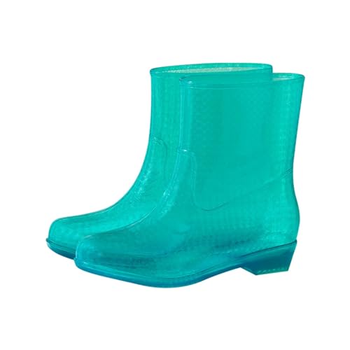 Gummistiefel Damen Wasserdicht Stiefel Damen Halbhöhe Ankle Chelsea Boots Stylisch Stiefeletten mit Rutschfest Sohle Wasserdicht Regenstiefel Bequem AntiRutsch Reitstiefel (Green, 39) von Generic
