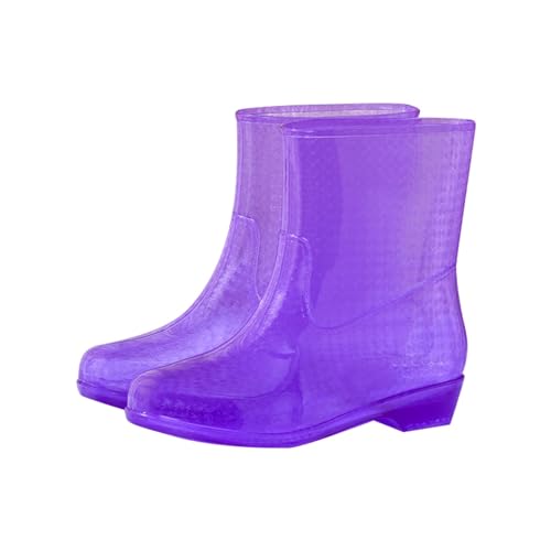 Gummistiefel Damen Wasserdicht Stiefel Damen Halbhöhe Ankle Chelsea Boots Stylisch Stiefeletten mit Rutschfest Sohle Wasserdicht Regenstiefel Bequem AntiRutsch Reitstiefel (Purple, 40) von Generic