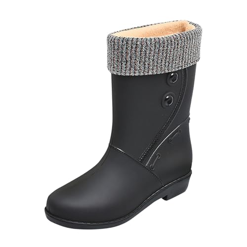 Gummistiefel Damen Wasserdicht Winddicht Damenstiefel Halbhoch Regenschuhe Damen Weitschaft Gummistiefel Rutschfeste Regenstiefel Garten Stiefel Damenschuhe Schwarz 39 von Generic