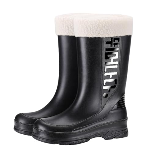 Gummistiefel Gefüttert Damen Herren, Gummistiefel Halbhoch Leicht Wasserdicht, Regenstiefel Extra Weit Festival, Gefüttert Regenschuhe Hoch Barfuss rutschfest von Generic