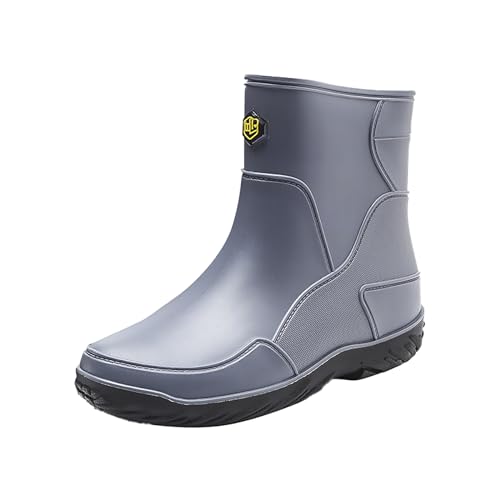 Gummistiefel Herren 39 Weit: Regenstiefel Herren Wasserdicht Halbhoch Gartenstiefel Bequemer Sommerstiefel Normalweit Kurzstiefel Winddicht Deckstiefel Slip-On-Sicherheits Gummistiefel Fashion von Generic