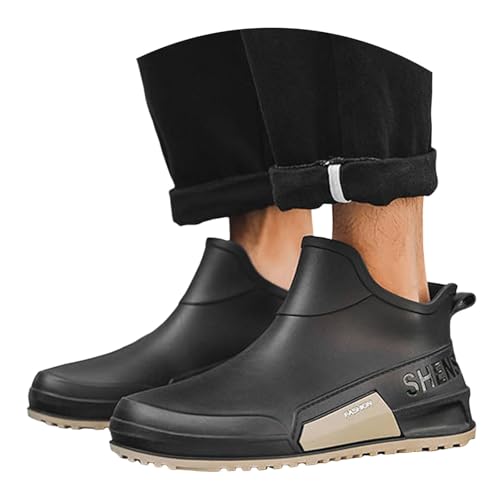 Gummistiefel Herren Damen Halbhoch Rutschfest Wasserdicht Regenstiefel Kurze Stiefel Atmungsaktive Gummistiefel Einfarbig Stiefeletten Regenschuhe für Regen Schnee Outdoor Rutschfester von Generic