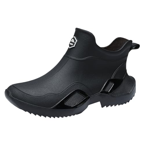 Gummistiefel Herren Schwarz Regenschuhe Damen Bunt Weitschaft wasserdichte Weitschaft Leichte Gummistiefel Gartenschuhe Barfuß Bunt Regenstiefel Halbhoch Wasserdicht von Generic